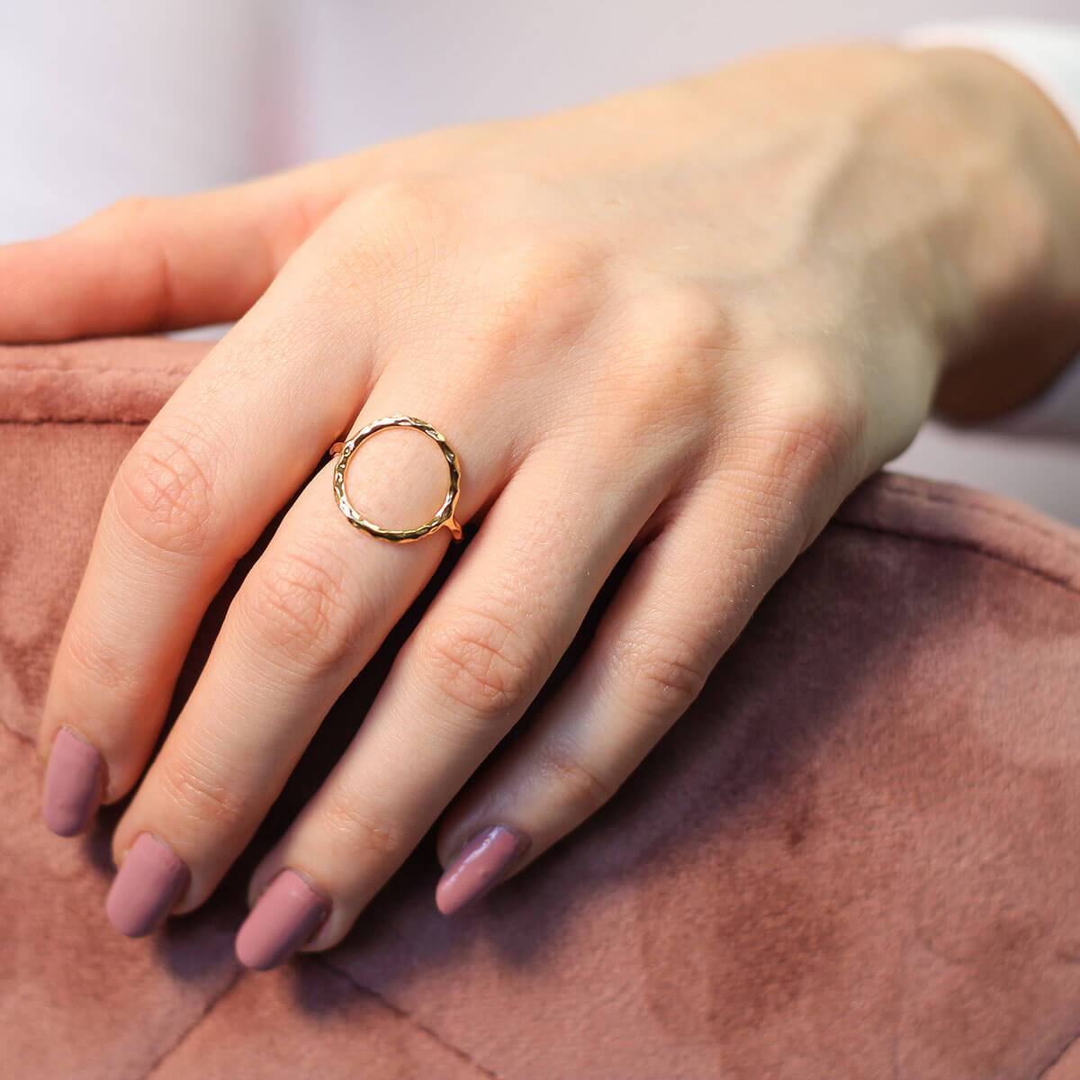 Yellow gold Blue Theia Geometry Circle ring with sleek, modern design, featuring a smooth circular band.