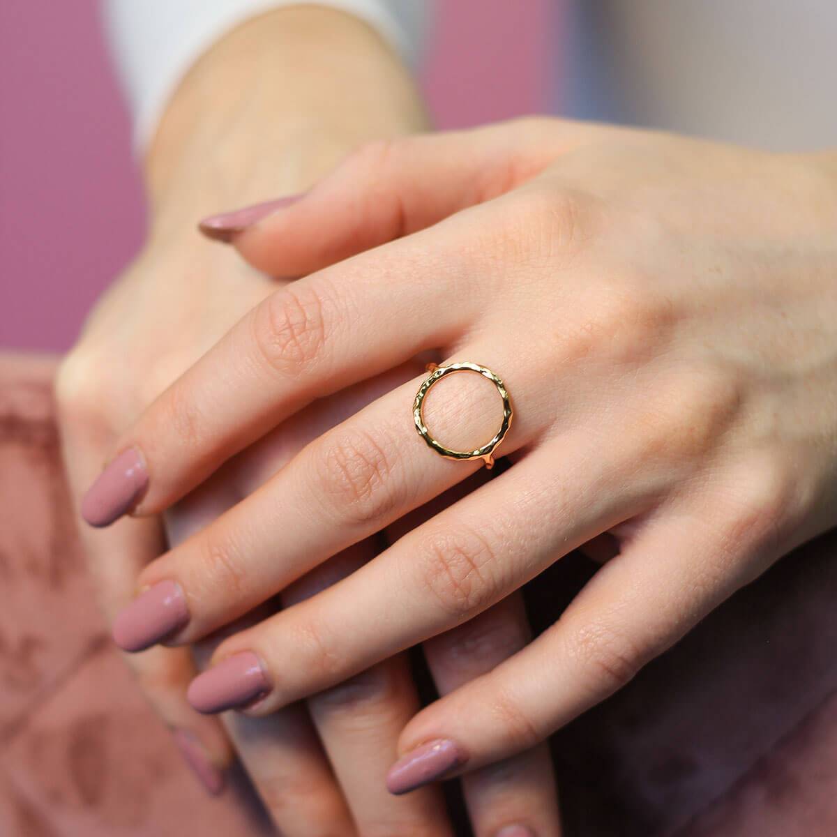 Yellow gold geometric circle ring from Blue Theia jewelry collection, featuring sleek, modern design and smooth polished finish.