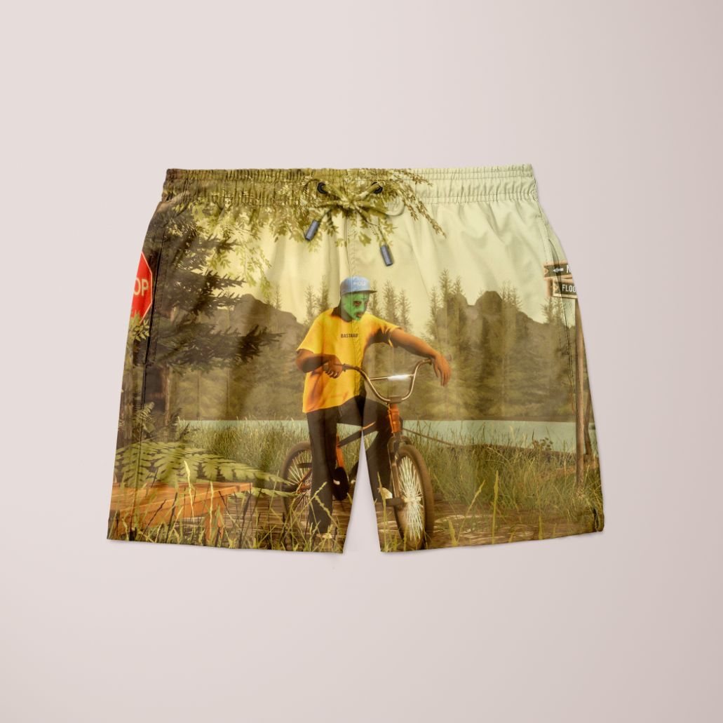 Scorpius Art Relief Shorts in clothing, featuring a stylish design with comfortable fit and artistic details.