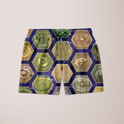 Light green Circumverde shorts by Scorpius, made from airy fabric, with a relaxed fit and casual style for warm weather.