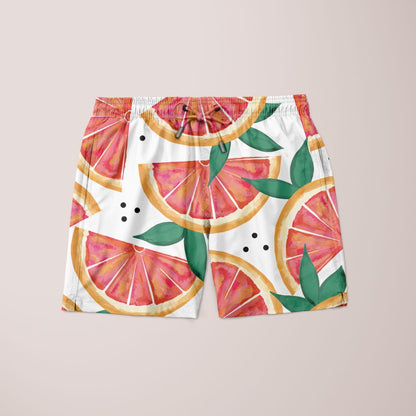 Scorpius Citrus High Shorts made of lightweight fabric, featuring a vibrant citrus print and high-waisted design.