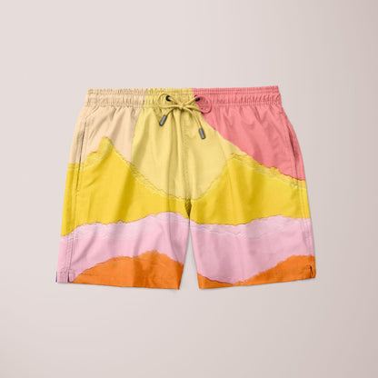Scorpius Colores IV shorts made of colorful woven fabric with a relaxed fit, displayed on a hanger.