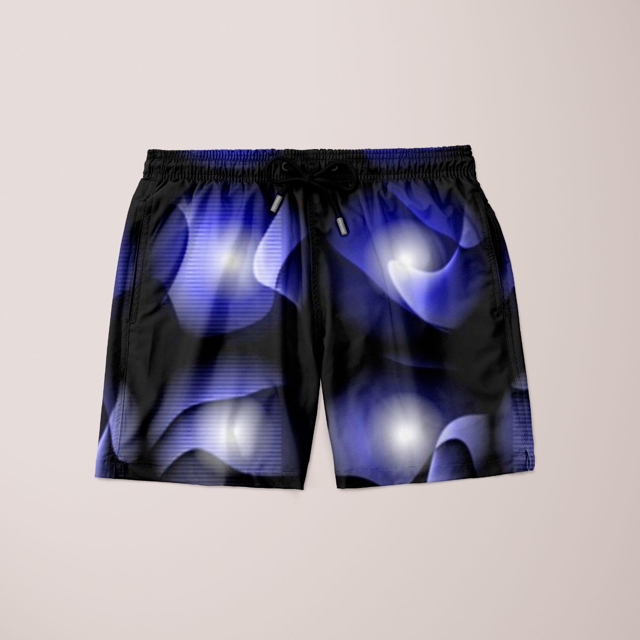 Scorpius Covalen shorts made of lightweight fabric, navy blue color, casual fit, featuring an elastic waistband and side pockets.
