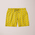 Scorpius cute yellow patterned shorts with a vibrant design, made from lightweight clothing fabric, perfect for casual wear.