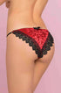 Red crushed velvet sexy panty by Harlequin Icarus, featuring lacy line details and a flattering women&