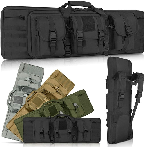 Amethyst Osage LUXHMOX double long soft rifle case in black, designed for long guns with multiple storage compartments.