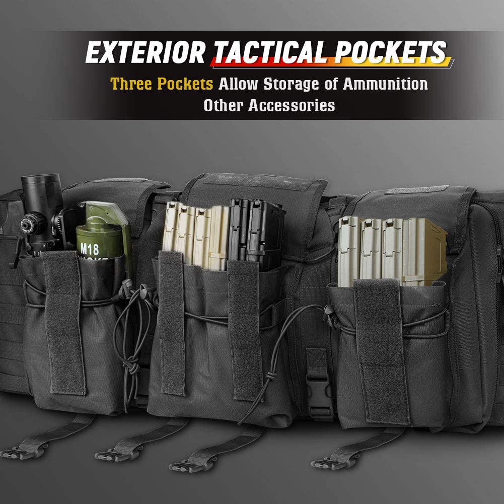 Black LuxhmoX double long soft rifle case by Amethyst Osage, designed for long guns with padded exterior and multiple compartments.