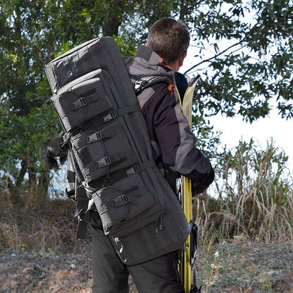 Black Amethyst Osage LUXHMOX double long soft rifle case with padded interior and multiple compartments for secure gun storage.