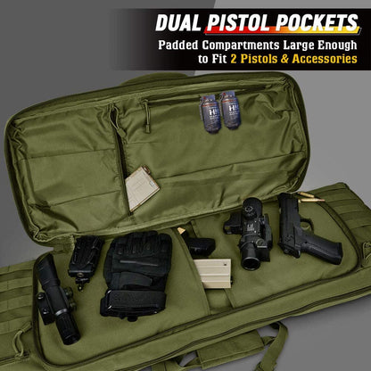 Green LUXHMOX double long soft rifle case by Amethyst Osage, designed for safe and secure storage of long guns.