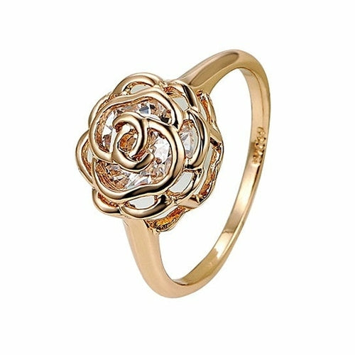 Salmon Lucky Rose Is A Rose ring featuring 18kt rose gold with white, yellow, and rose crystal accents, a stylish tech accessory.