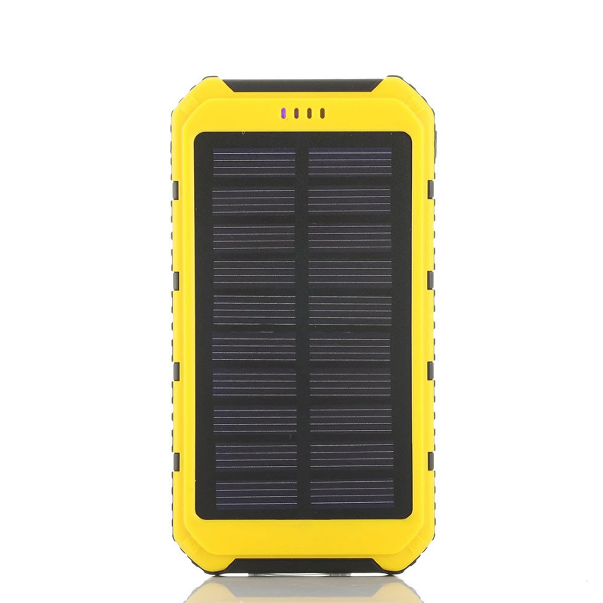 Salmon Lucky roaming solar power bank charging a phone outdoors, portable eco-friendly tech accessory for phones and tablets.