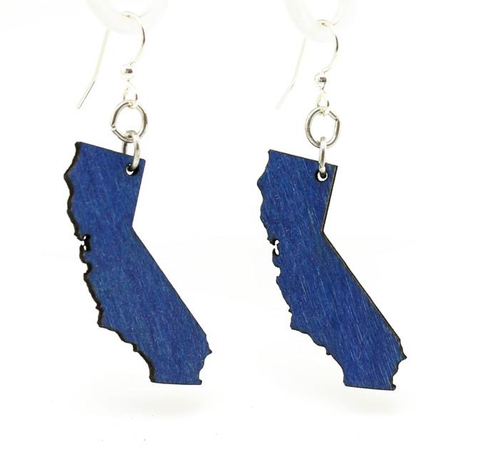 Red Sunflower California State earrings featuring detailed map and iconic symbols, crafted in lightweight metal for everyday wear.