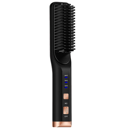 Maroon Asteria portable wireless hair straightener and curling ion comb, USB rechargeable, for smooth and styled hair.