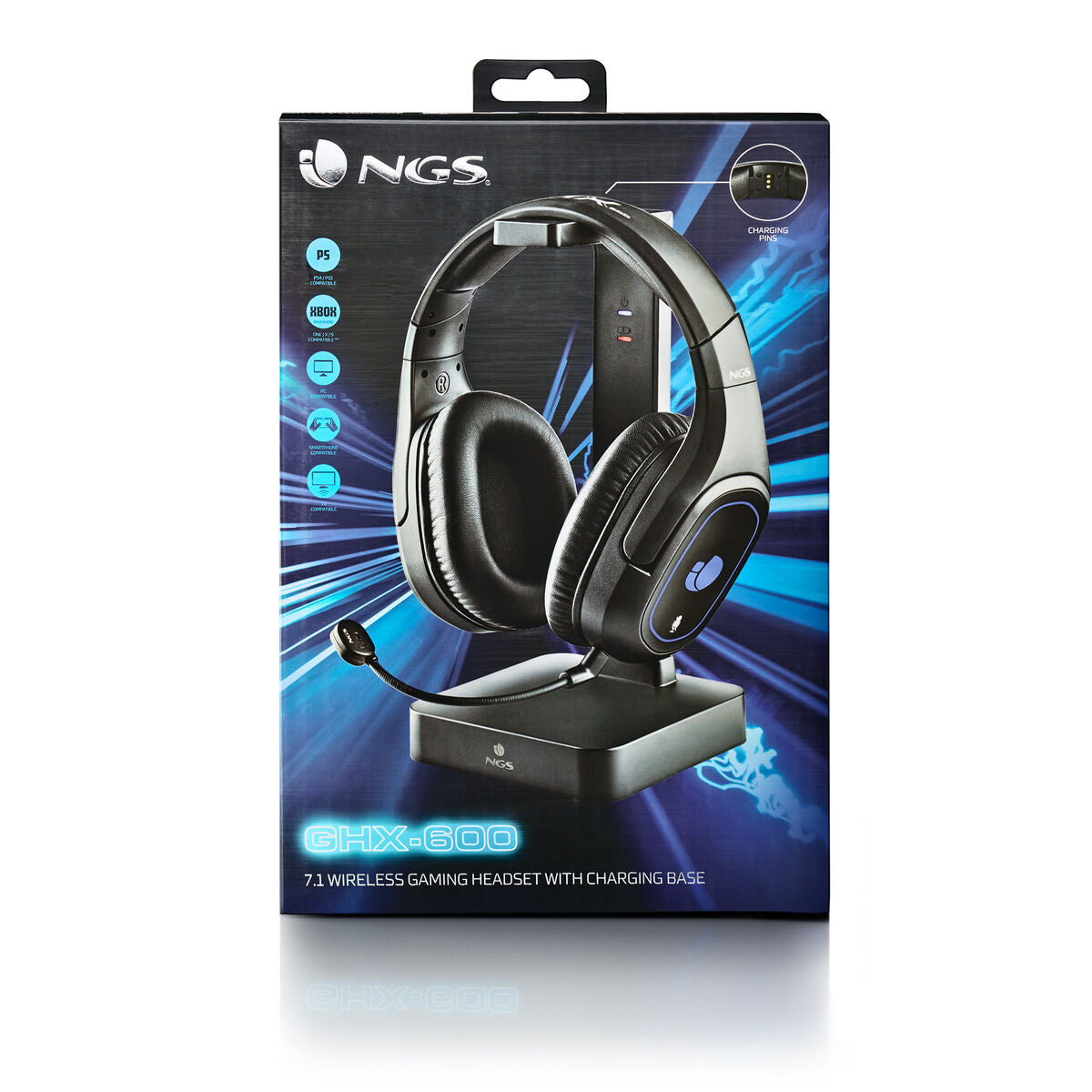 Bigbuy NGS GHX-600 gaming headset with microphone, over-ear headphones for gaming and communication, black with padded ear cups