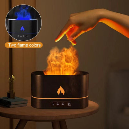 Yellow Pandora essential oil diffuser with flaming effect, timer, and sleek design for aromatherapy and ambiance.