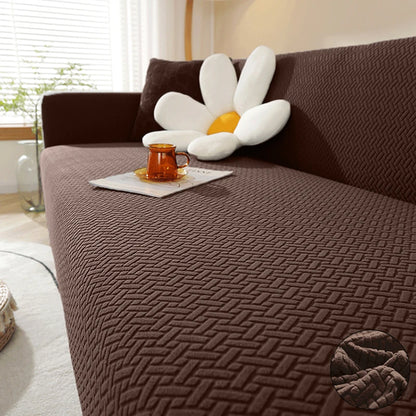 Jacquard elastic sofa cover for living room, stretch polar slipcover in a stylish design, suitable for protection and decoration.