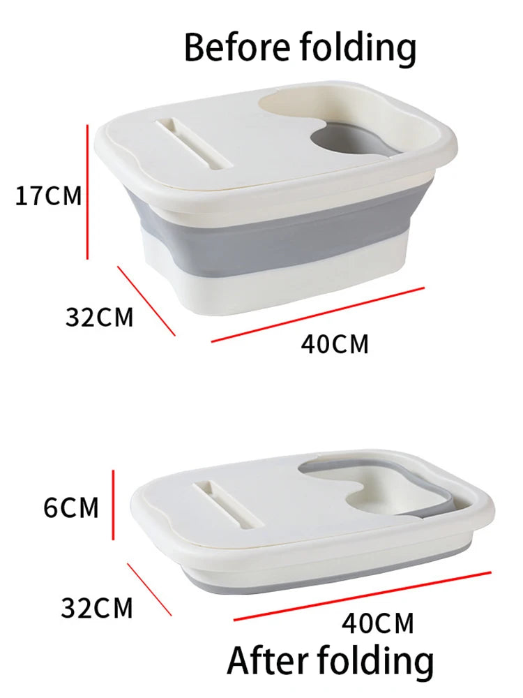 Pink Lucky foldable footbath massage basin for soaking, compact spa foot basin, ideal for relaxing foot massages.