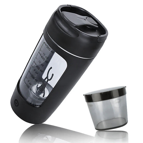 Maroon Asteria USB electric protein shaker bottle with 1200mAh rechargeable battery, portable food and beverage accessory.