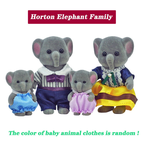Small collection of plush rabbit, reindeer, sheep, elephant, and squirrel dolls for 1/12 micro dollhouse decor.