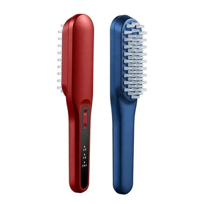 Maroon Asteria electric massage comb for hair, featuring a sleek hairbrush design with massage nodes for scalp relaxation.