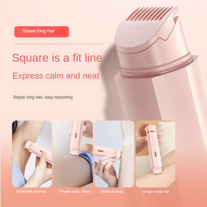 Maroon Asteria 2-in-1 bikini trimmer and electric shaver for women, with a sleek design for pubic hair grooming.
