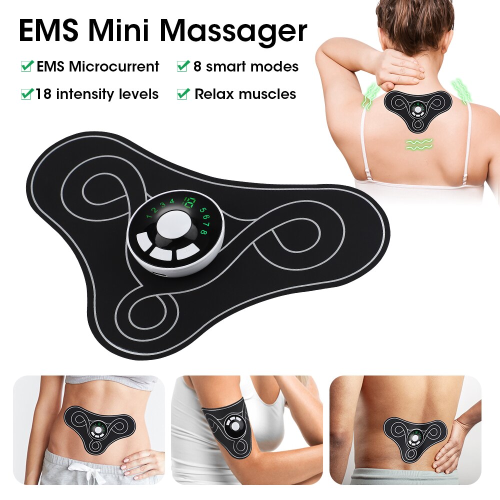 Maroon Asteria EMS electric massager for neck, back, and leg pain relief with healthcare design and adjustable stimulation settings.