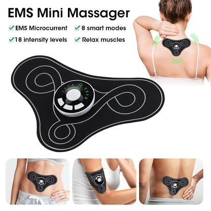 Maroon Asteria EMS electric massager for neck, back, and leg pain relief with healthcare design and adjustable stimulation settings.