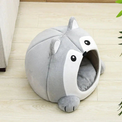 Cartoon fox-themed pet house by Yellow Pandora, cozy bed with orange and white fox design for small pets.