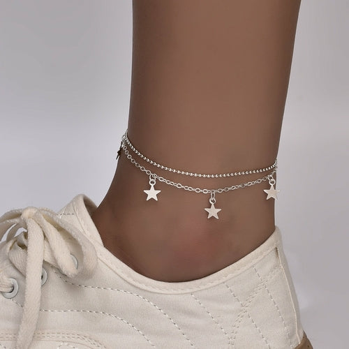 Silver plated Butterfly Bohemia ankle bracelet with chain design from Red Iphigenia, featuring delicate butterfly and bohemian style elements.