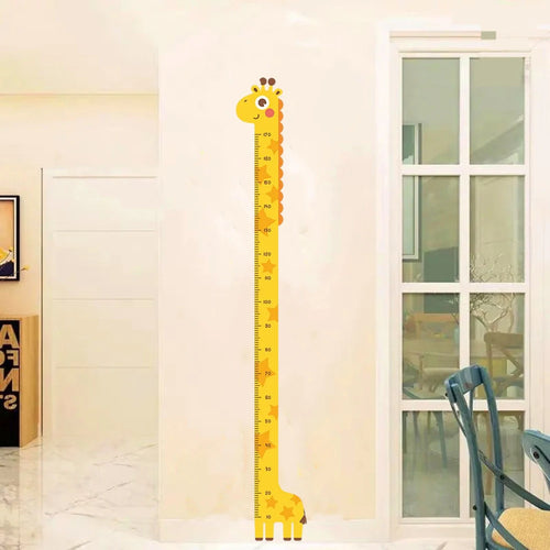 Colorful cartoon unicorn, dinosaur, and giraffe wall height stickers for kids&