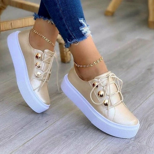 Red Iphigenia light breathable casual flat shoes in rose gold, white, gold, and black for women, featuring comfortable footwear design.