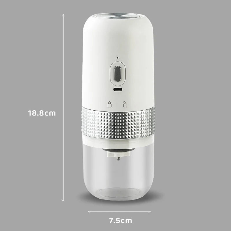 Maroon Asteria electric coffee grinder with USB wireless connectivity and ceramic grinding mechanism for kitchen use.