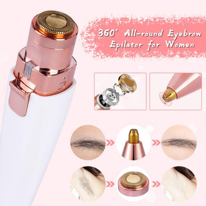 Maroon Asteria 2-in-1 electric eyebrow trimmer for women, painless eye brow epilator, haircare device with compact design