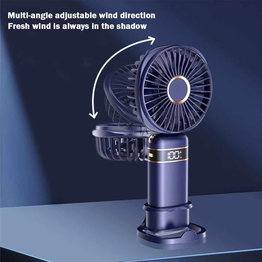 Maroon Asteria handheld cooling fan with 5-speed settings, foldable design, rechargeable battery, ideal for portable cooling.