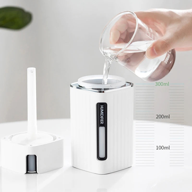 Maroon Asteria 300ml cool mist air humidifier with color LED light and aroma diffuser for home improvement.