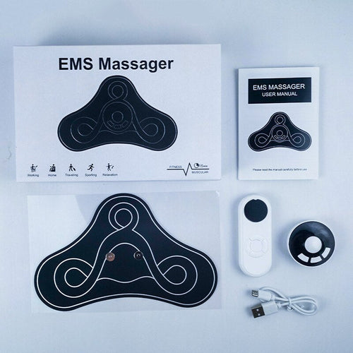 Maroon Asteria EMS electric massager for neck, back, and legs providing pain relief and health care therapy.