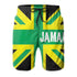 Raspberry Eurybia Jamaica men beach shorts with colorful tropical print, lightweight fabric, and comfortable fit for beach or poolside.