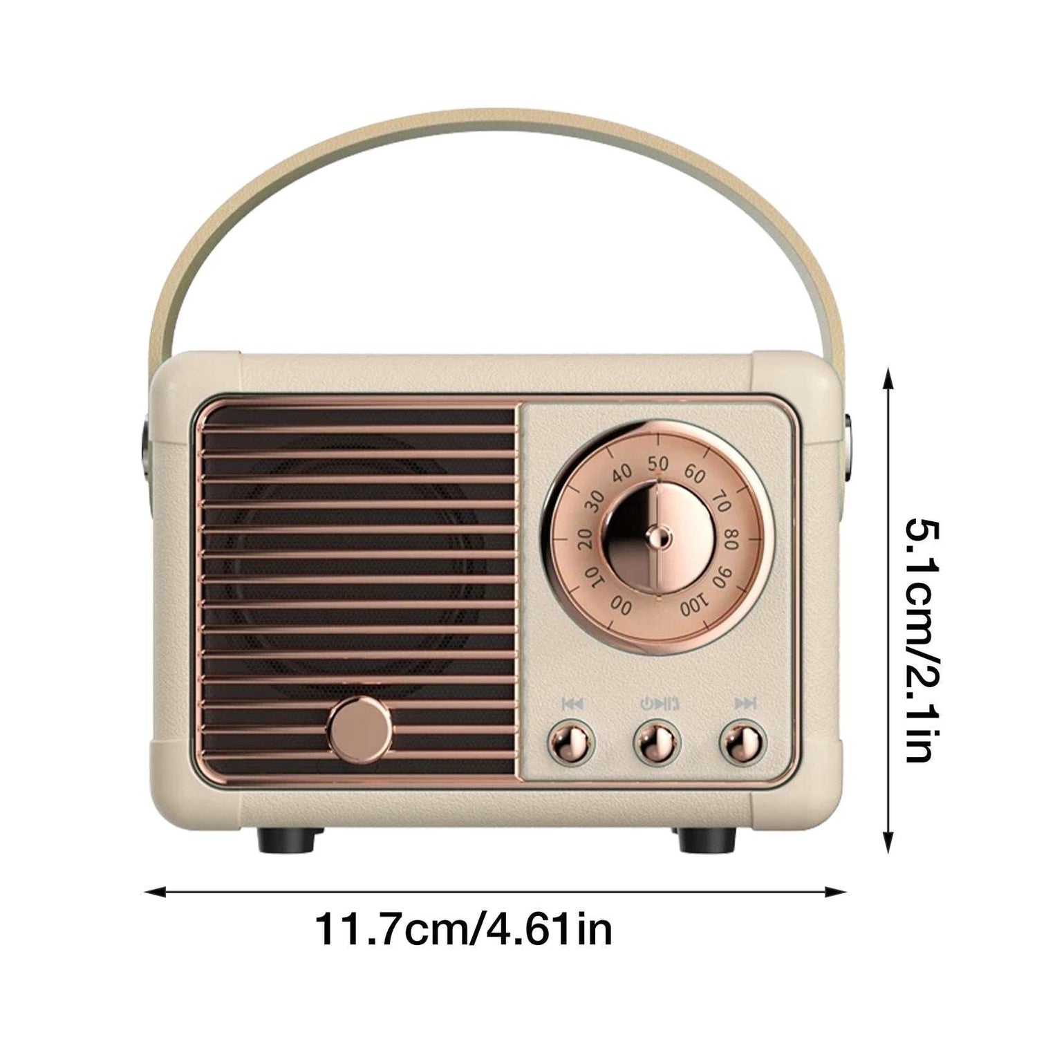 Yellow Pandora Bluetooth compact retro speaker with radio, featuring a vintage-inspired design and built-in audio playback.
