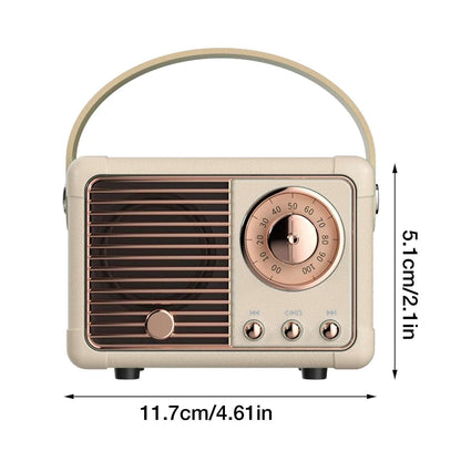 Yellow Pandora Bluetooth compact retro speaker with radio, featuring a vintage-inspired design and built-in audio playback.