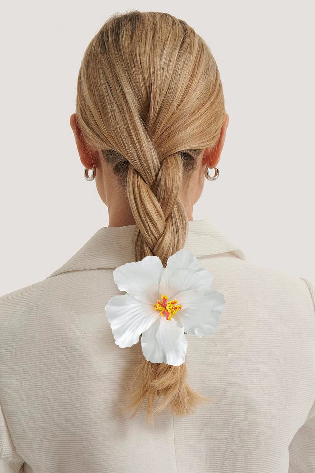 Raspberry Eurybia Away Hawaiian Flower Hair Clip with vibrant tropical floral design for hair accessory styling