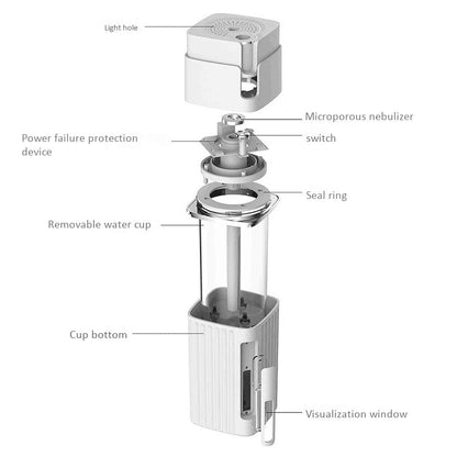 Maroon Asteria 300ml air humidifier with cool mist and color LED light, ideal for home improvement and aromatherapy.