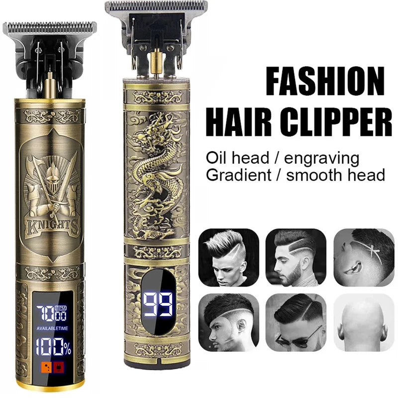 Wireless vintage hair trimmer by AliExpress, USB fast-charging hair clipper with ergonomic design and precision blades.