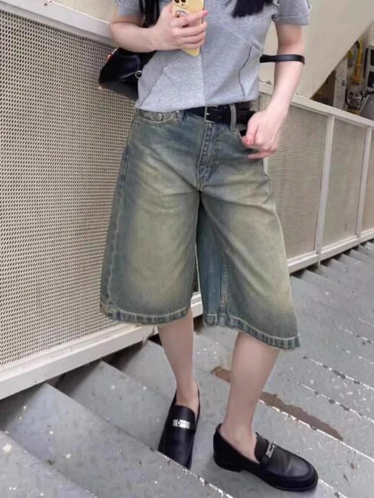 High-waisted pink Lucky denim shorts for women in S-4XL, casual streetwear style with chic, relaxed fit and trendy design.