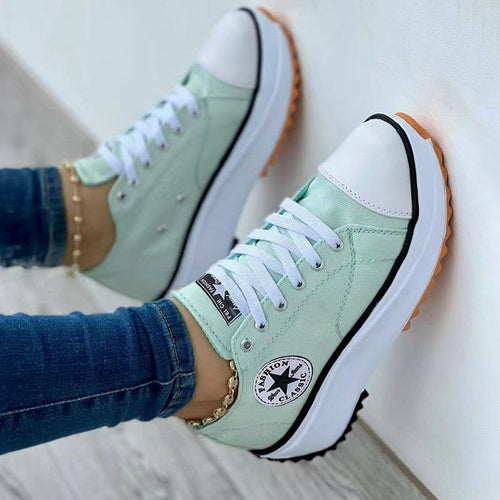 Silver Juneberry flat lace-up sneakers with pattern canvas design, casual sport shoes for everyday wear and active lifestyles.