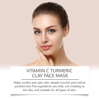 Pear Poppy Vitamin C and Turmeric exfoliating facial mask in a jar, showing bright orange mask with textured surface.