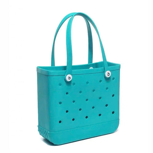 Raspberry Eurybia EVA rubber waterproof beach tote bag with handles, ideal for beach or poolside use, in a stylish waterproof design.