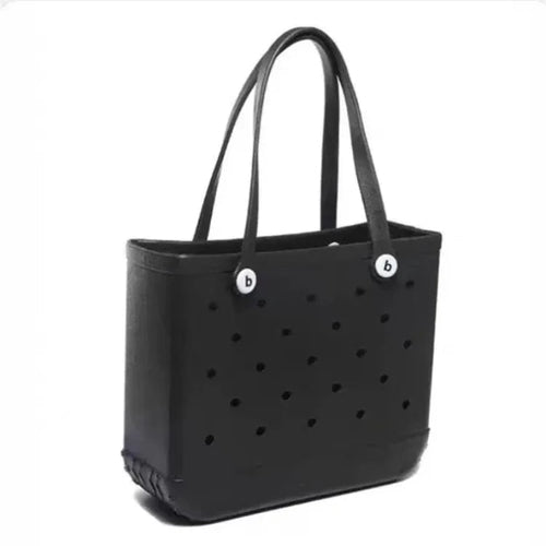 Bright pink EVA rubber waterproof beach tote bag by Raspberry Eurybia, featuring a spacious design for beach essentials.