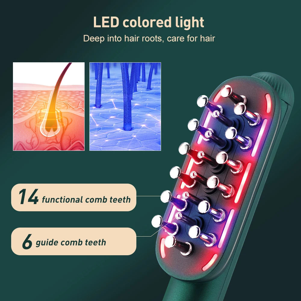 Maroon Asteria electric RF hair care comb with micro current massage for hair conditioning and scalp soothing.