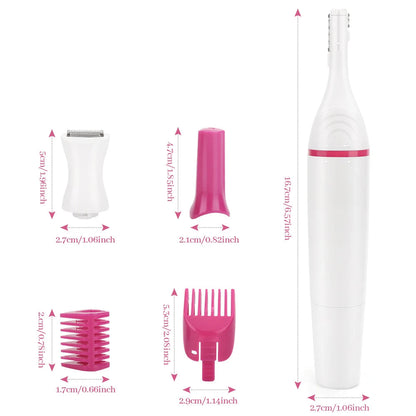 Maroon Asteria Electric 5-in-1 hair removal and shaver machine for women, compact mini trimmer and razor for smooth skin.