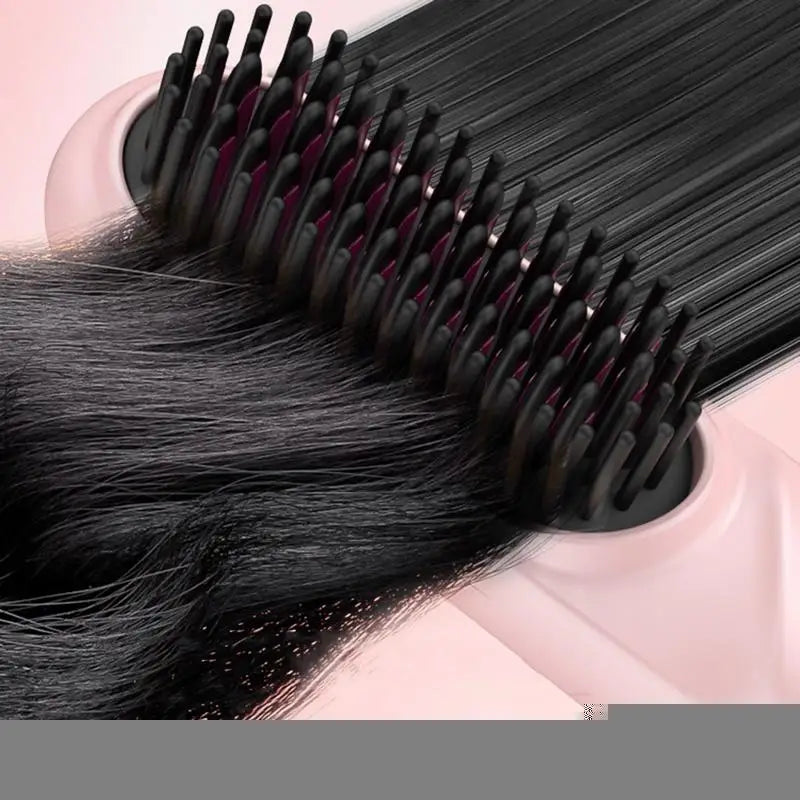 Maroon Asteria hair straightening brush with fast heating and negative ion technology, designed for sleek, straight hair styling.